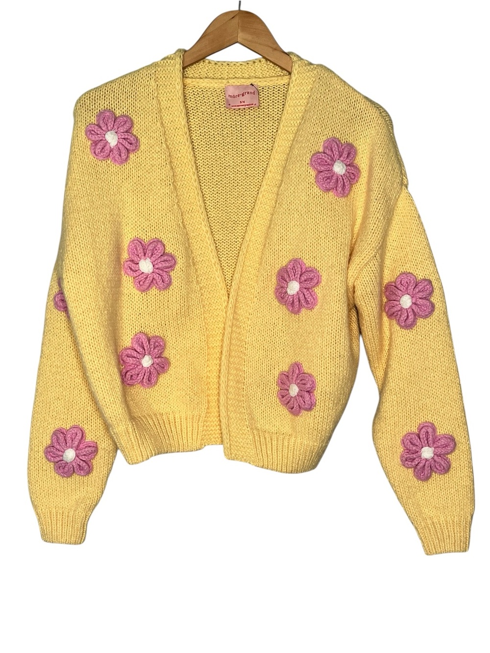 Mure + Grand Flowers Follow the Sun Puff Cardigan Yellow S/M